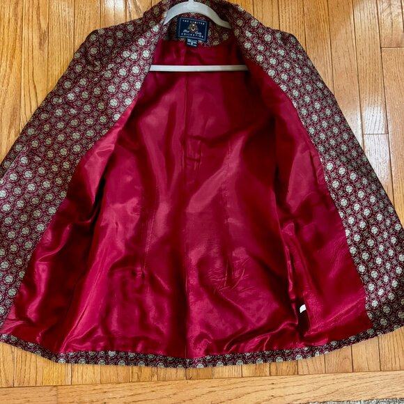 Burgundy/Gold Medallion Blazer The Limited Collection, Dark Academia Longline -M - Picture 5 of 10